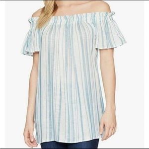 Show Me Your Mumu top. Size XS. Blue and white stripes.